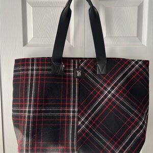 Victoria's Secret Black and Red Plaid Tote